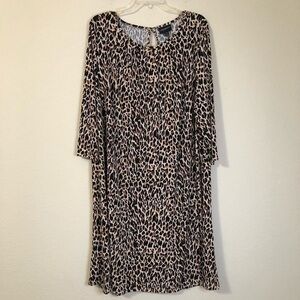 Lane Bryant Dress Animal Cheetah Print Brown Black Long Sleeve Plus Size Trendy